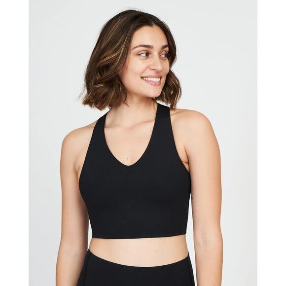 NWT Spanx Longline Medium Impact Sports Bra - Black - XS - Picture 1 of 4